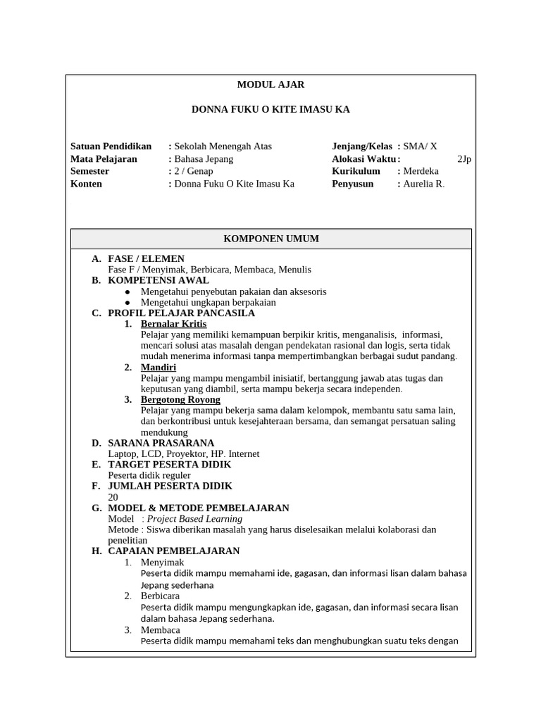 Modul Ajar PP | PDF