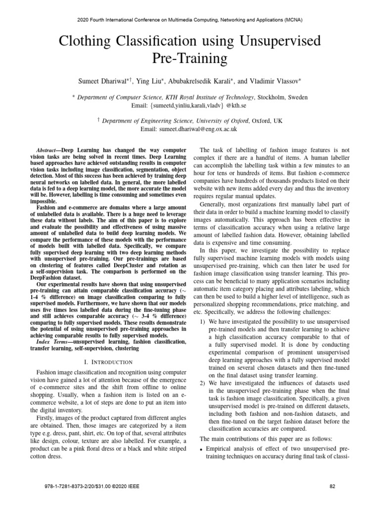 Clothing Classification Using Unsupervised Pre-Training | PDF | Deep ...