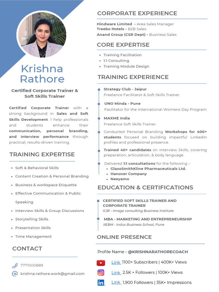 Trainer Profile - Krishna Rathore | PDF