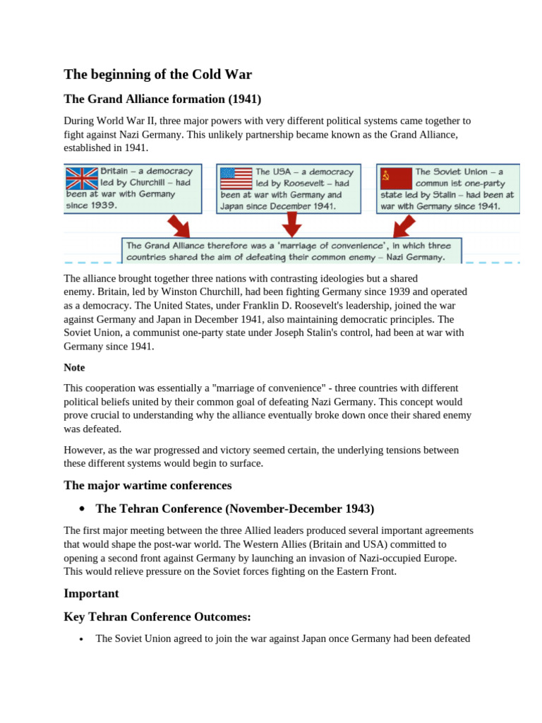 Cold War Notes | PDF | Cold War | Warsaw Pact