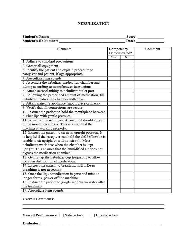 Checklist Nebulization | PDF