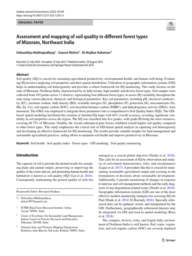 Assessment and mapping of soil quality in different forest types of ...