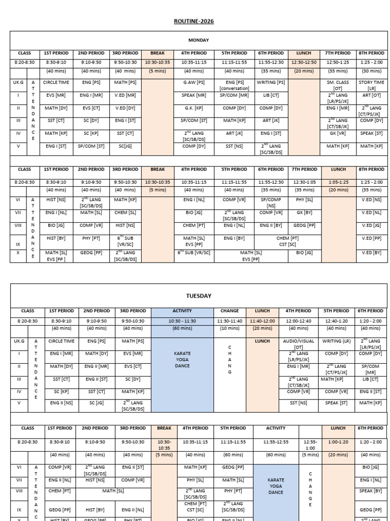 Revised Routine for 2026-27 | PDF