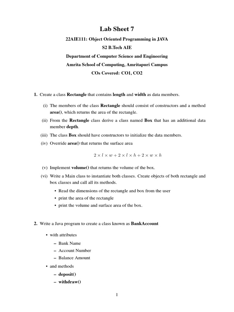 Labsheet 7 | PDF | Method (Computer Programming) | Constructor (Object ...