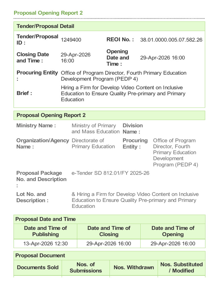 Primary Education Opening Sheet | PDF