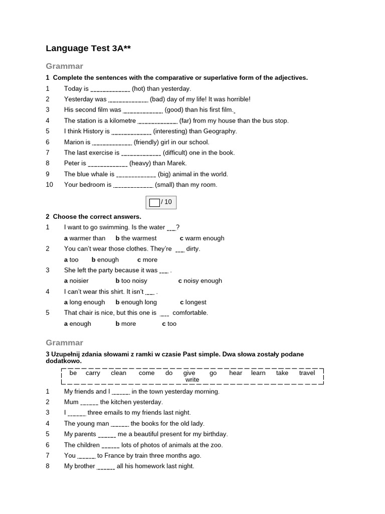 Language Test 3A | PDF | Linguistics