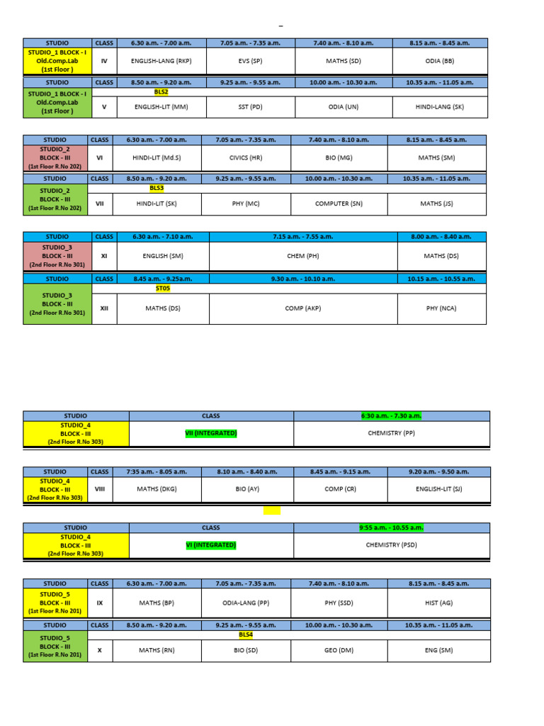 Online Class Time - Table (02.05.2026 - Saturday) | PDF