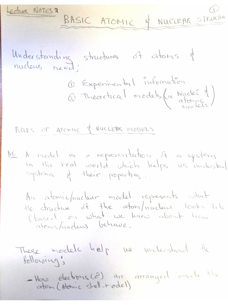 PRH351-LectureNotes-2 Basic Atomic Nuclear Structure | PDF