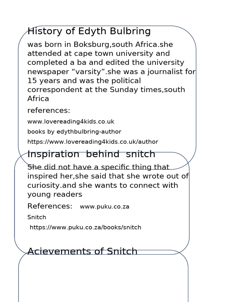 History of Edyth Bulbring | PDF