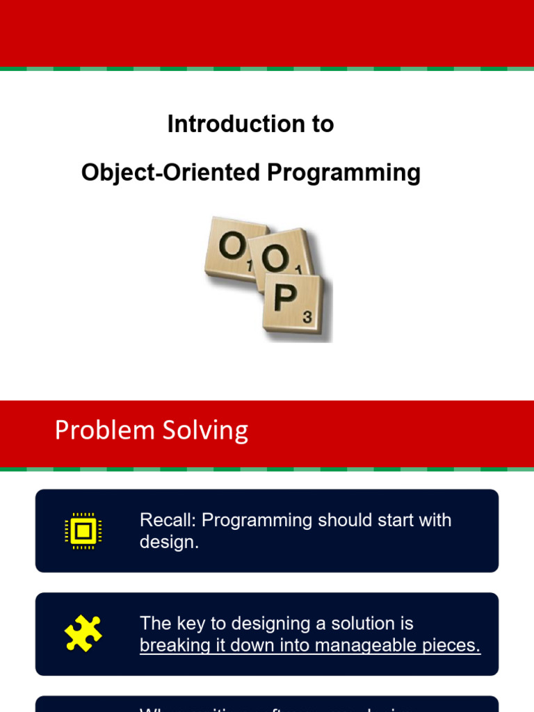 Week 1 - Intro To OOP | PDF | Object Oriented Programming | Method ...