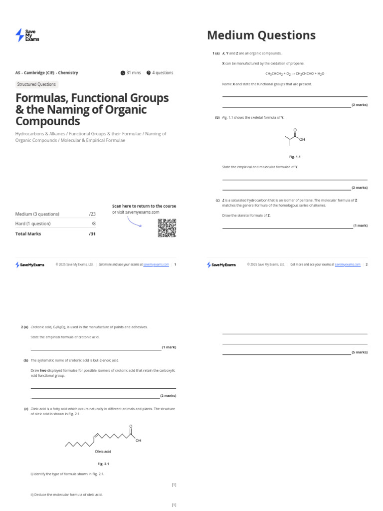 13 1 Formulas Functional Groups and the Naming of Organic Compounds SQ ...
