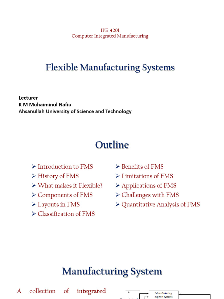 Lecture 3 Flexible Manufacturing Systems | PDF | Automation | Computer ...