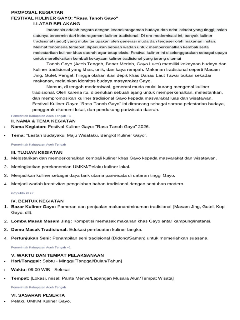 Proposal Kegiatan Kuliner | PDF