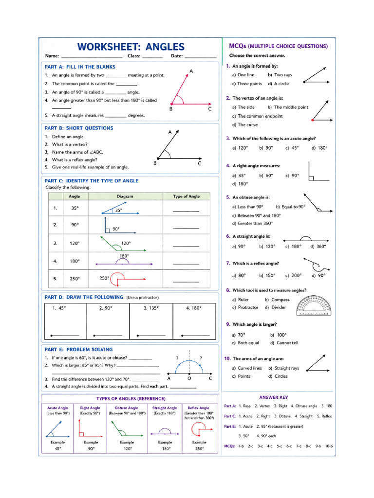 Angles Worksheet A4 | PDF
