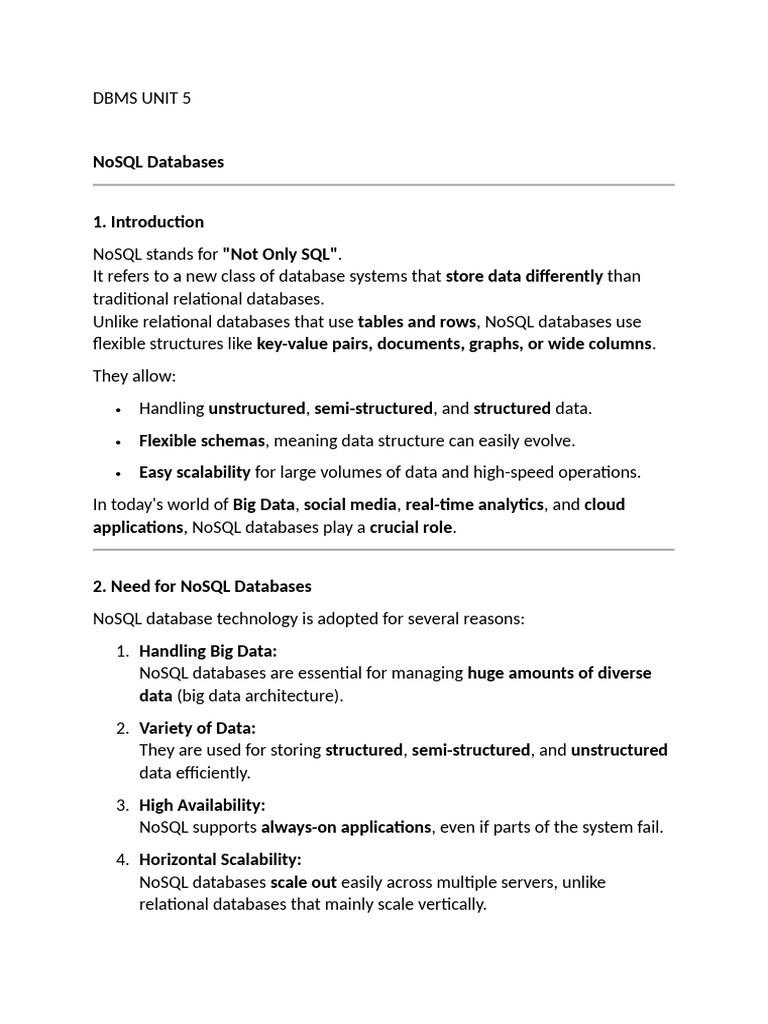 DBMS UNIT 5 | PDF | No Sql | Key (Cryptography)