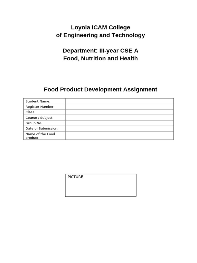 FNH - Food Product Development Assignment Template 05.03.2026 | PDF ...