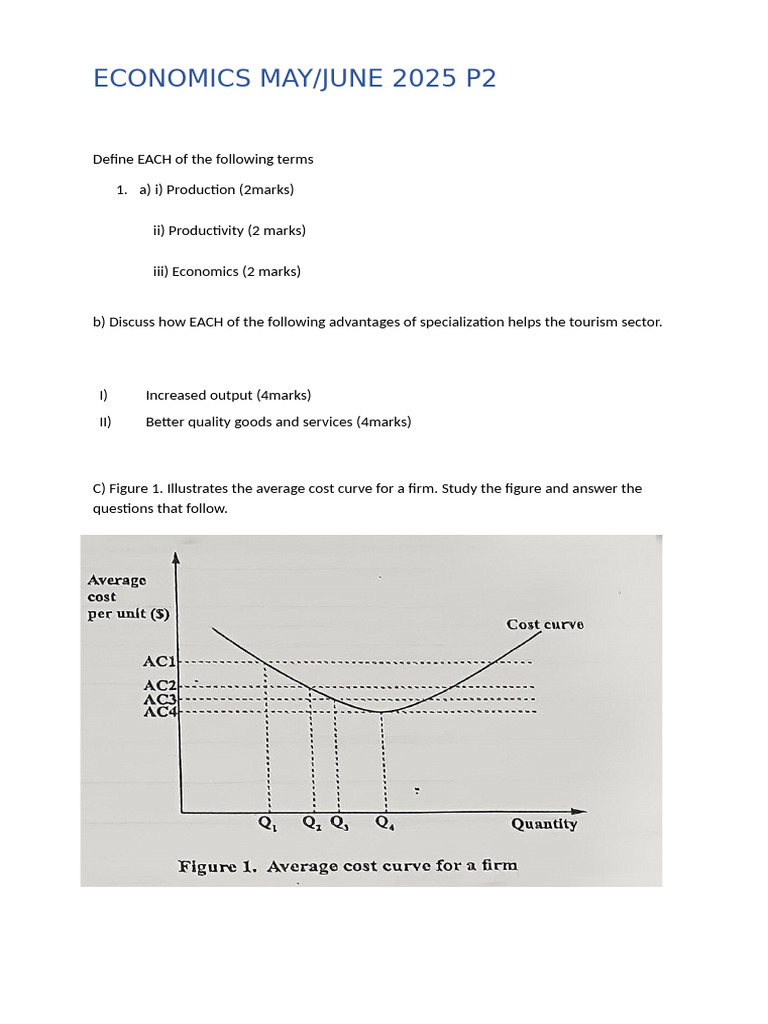 Csec Econ May 2026 | PDF | Average Cost | Economics