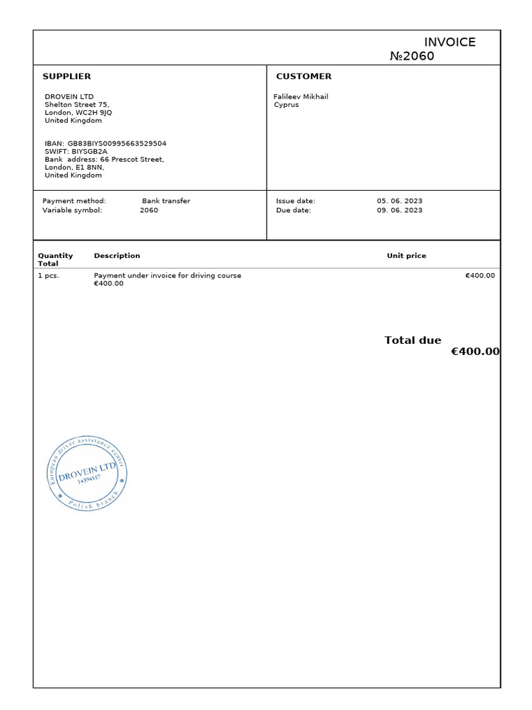 Invoice №2060b | PDF