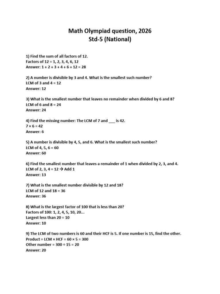 2) 5-Solutions of Math Olympaid 2026 | PDF