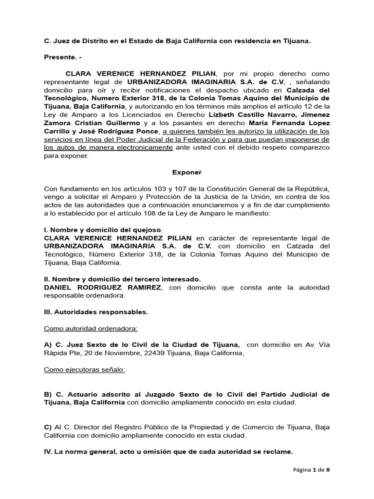 Demanda de Amparo | PDF | Caso de ley | Propiedad