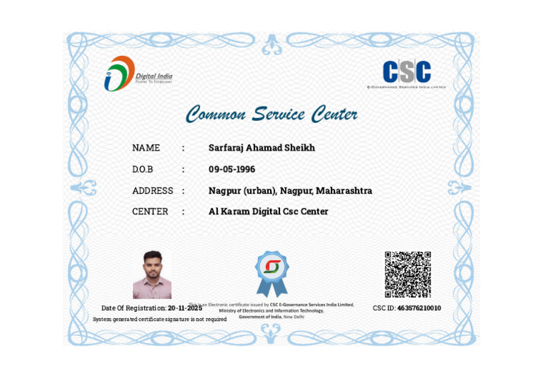 Csc Certificate | PDF