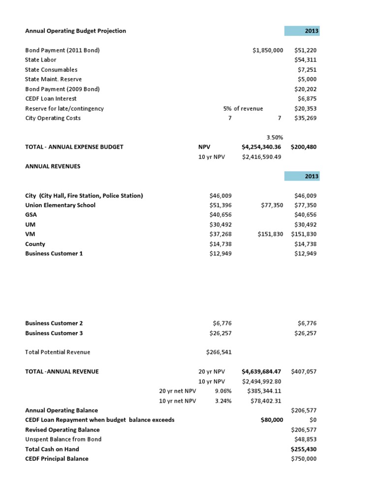 Annual Operating Budget Pro Forma | PDF | Net Present Value | Revenue