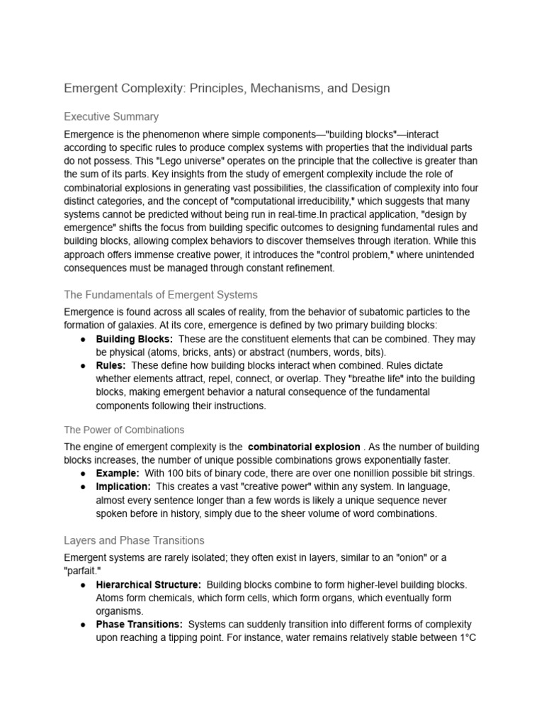 Emergent Complexity_ Principles, Mechanisms, and Design | PDF ...
