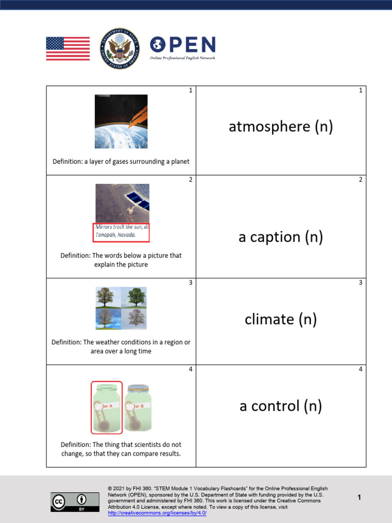 STEM Module 1 Vocabulary Flashcards | PDF | Atmosphere | Earth Sciences