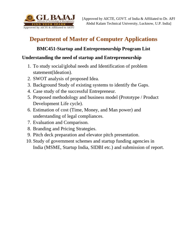 Startup and Enetrepreneureship Program List-Updated | PDF