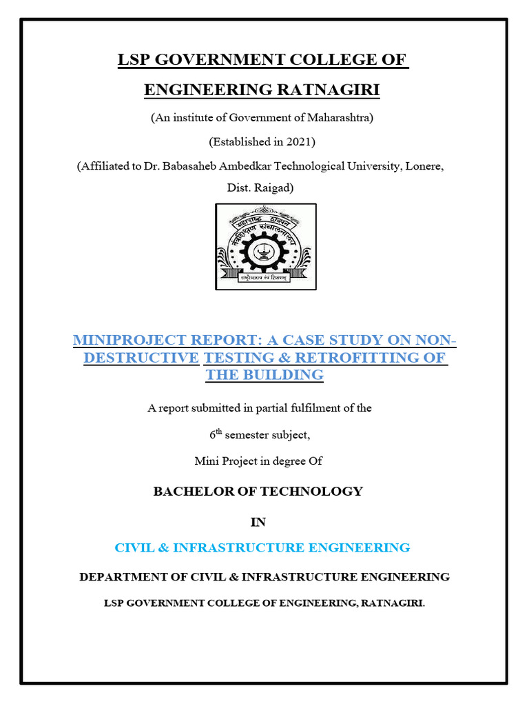 Mini Project Front Pages | PDF | Nondestructive Testing | Mechanical ...