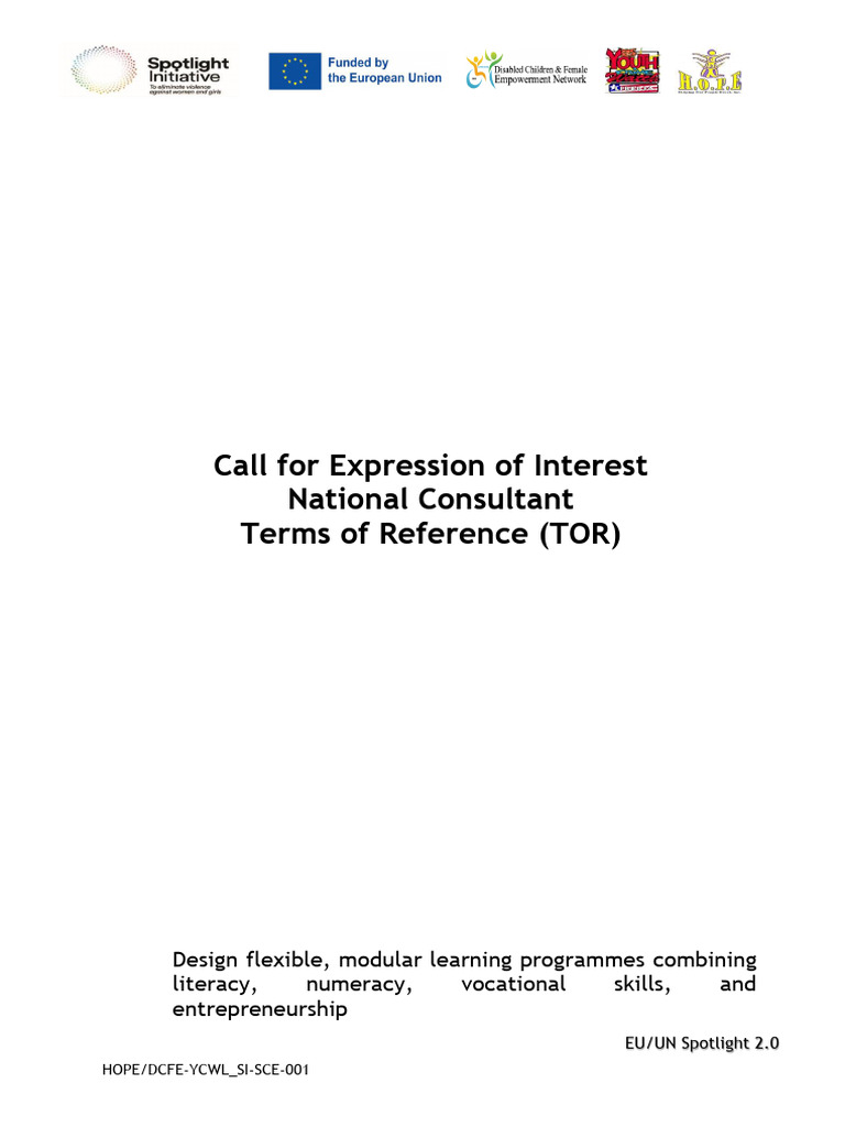 Call For Expression of Interest - SCE Programme | PDF | Literacy | Liberia