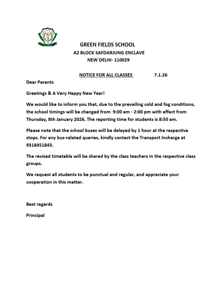 Notice for All Classes | PDF
