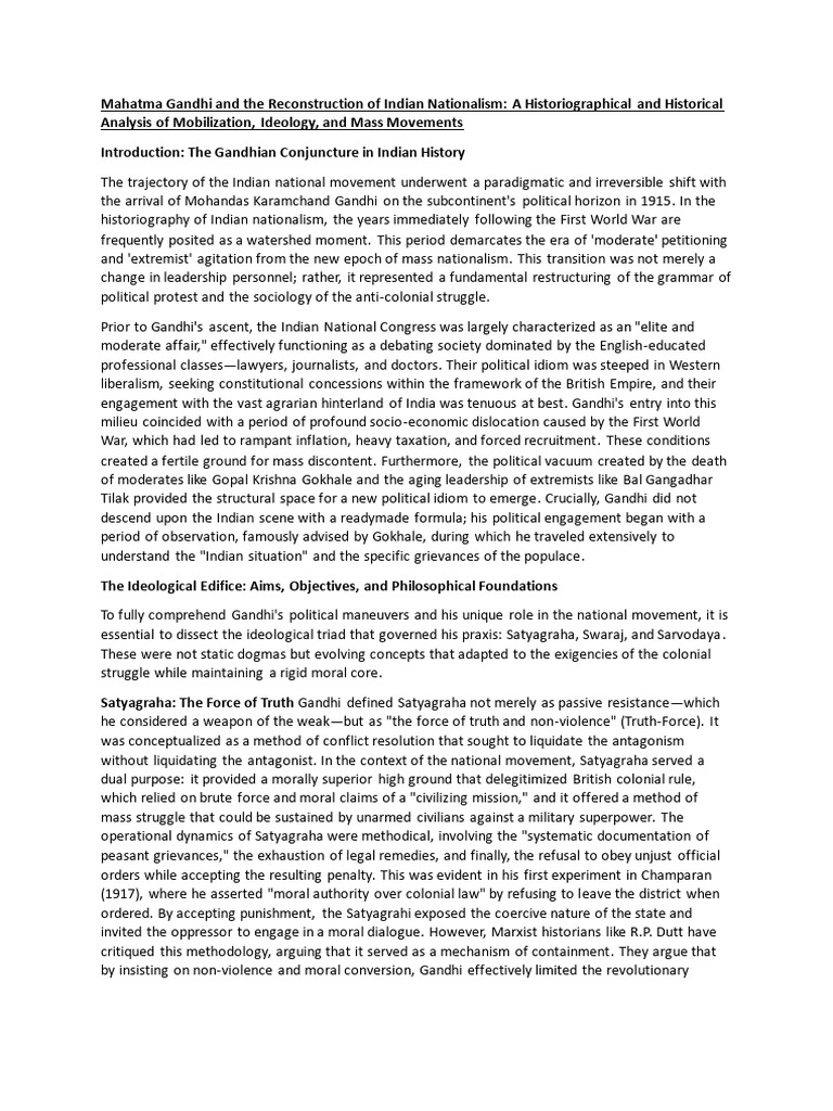 Mahatma Gandhi and the Reconstruction of Indian Nationalism: | PDF ...