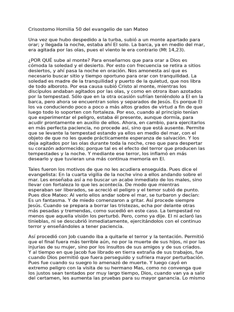 Crisostomo Homilia 50 Del Evangelio de San Mateo | PDF | Cristo (título ...