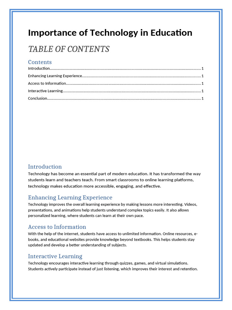Importance of Technology in Education | PDF