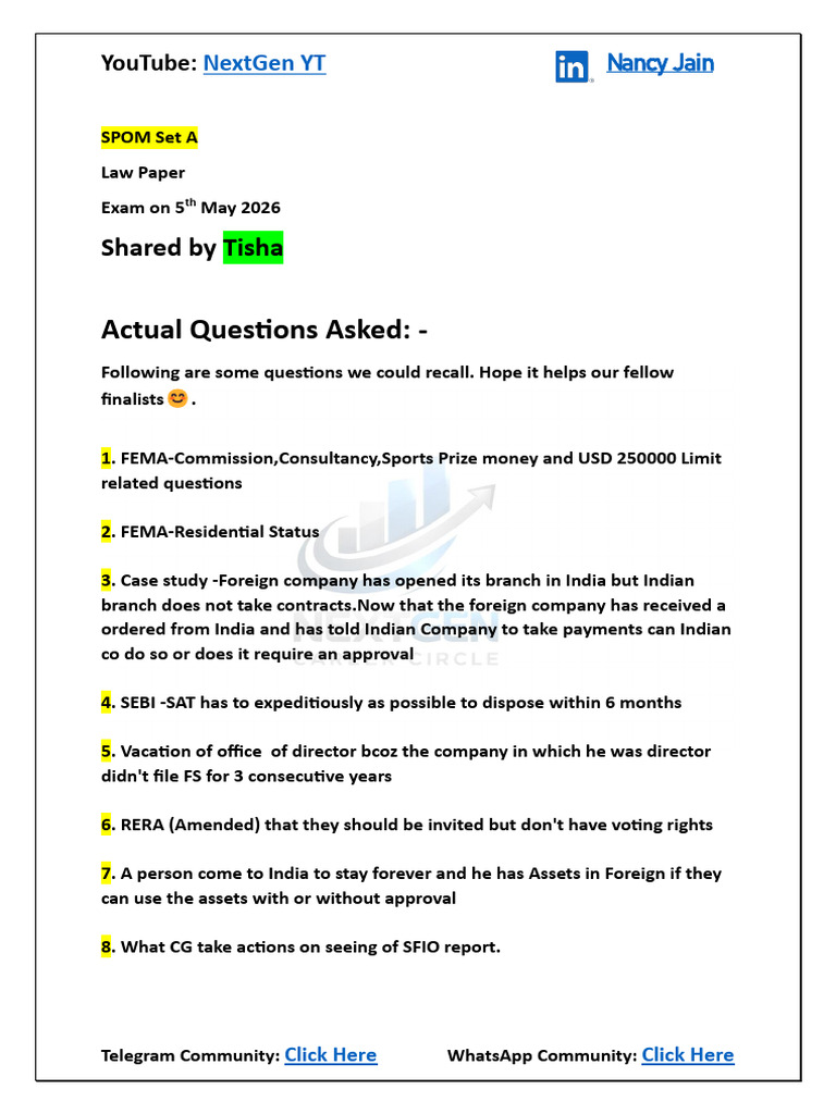 SPOM SET a _ Exam Questions 5 May 2026 | PDF