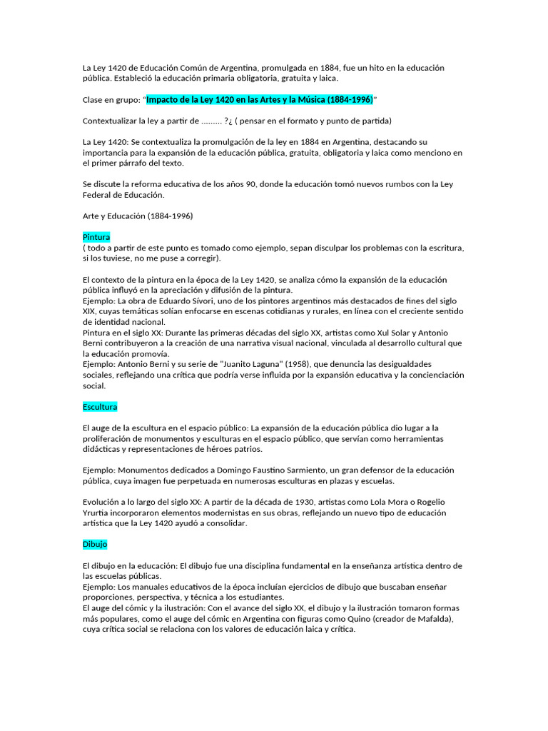 La Ley 1420 de Educación Común de Argentina | PDF | Musica Tango
