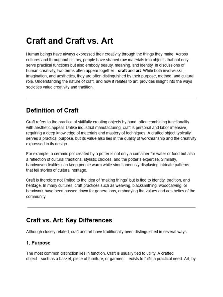 Arts and Craft | PDF | Crafts | Aesthetics
