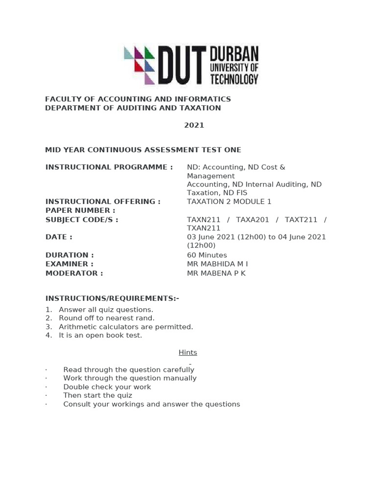 Test 1 - Special Deductions Question (1) | PDF | Economies | Business