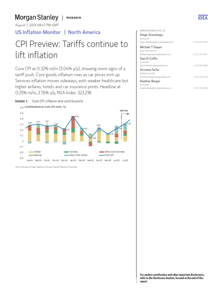 MS - CPI Preview - Tariffs continue to lift inflation | PDF | Personal ...