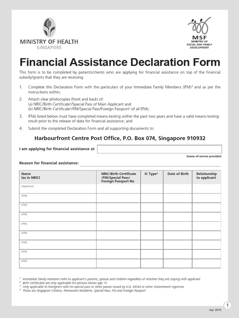 Financial Assistance Declaration Form | PDF | Justice | Crime & Violence