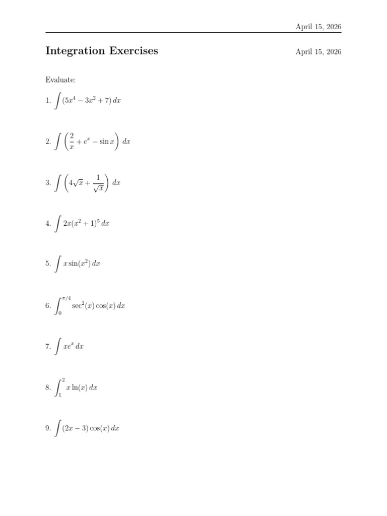 Integration Exercises | PDF