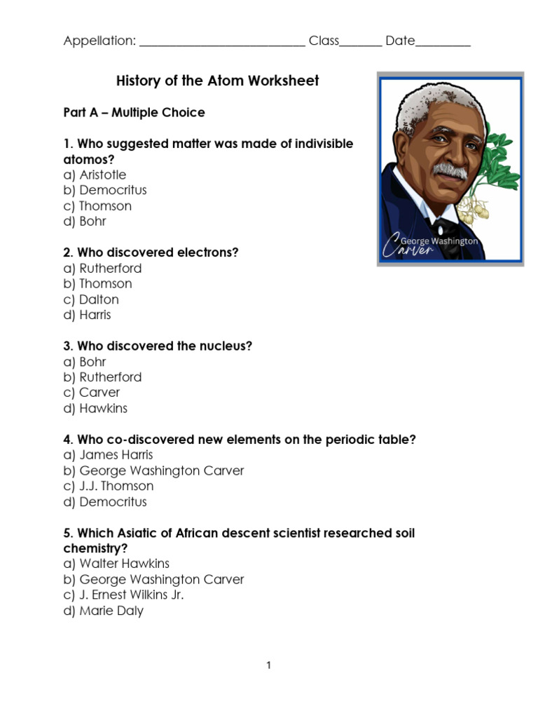 #3-History of the Atom Worksheet | PDF | Atoms | Atomic Nucleus