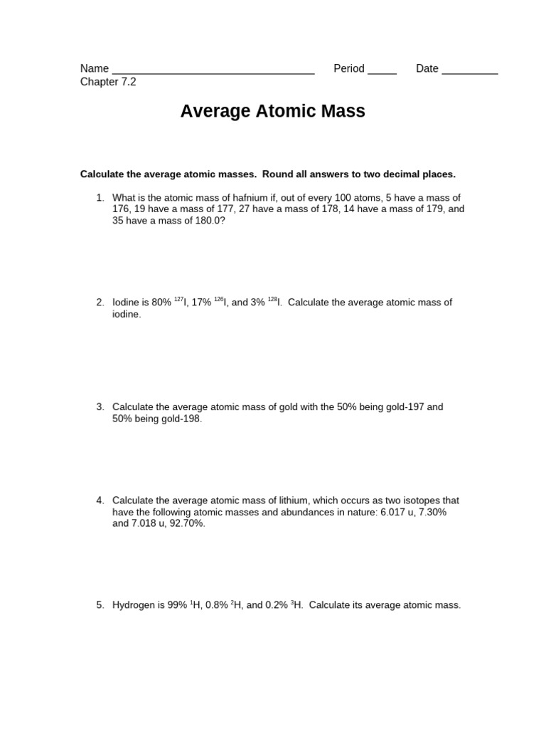 Average Atomic Mass | PDF
