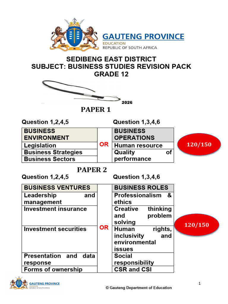 2026 Sorted BSTD Revision Of, Papers 1 & 2 Question Bank Revision Pack ...