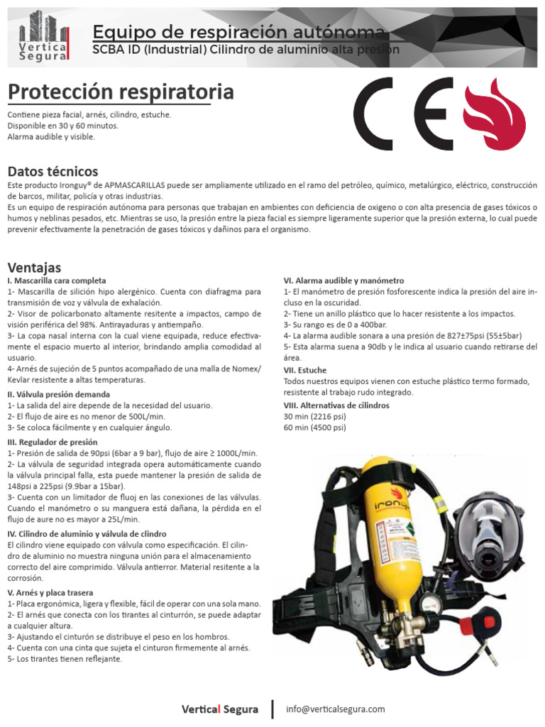 Equipo de Respiración Autónoma IG SCBA ID | PDF | Presión