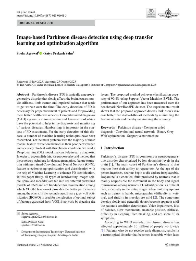 003-Image Based Parkinson Disease Detection Using Deep Transfer | PDF ...