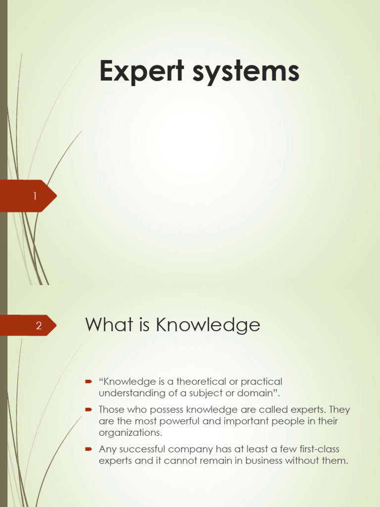 Lecture 6- Expert Systems | PDF | Expert | Knowledge