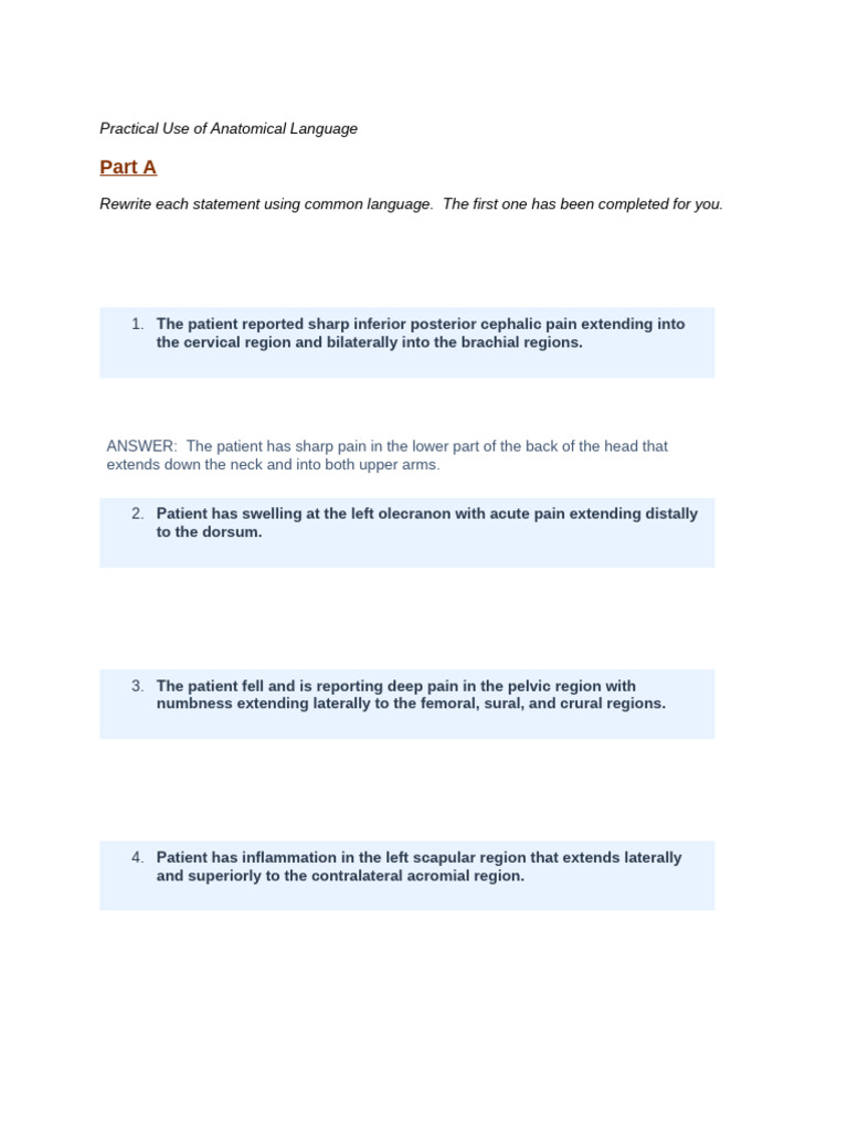 [Template] Practical Use of Anatomical Language | PDF | Anatomical ...