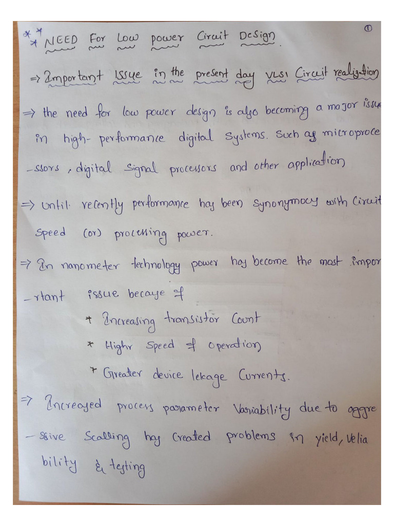 Low Power VLSI Unit 1 Notes | PDF